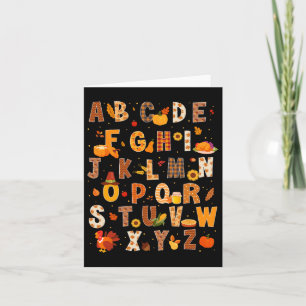 Alphabet Turkey Pumpkin Autumn Thanksgiving Teache Card