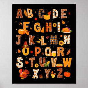 Alphabet Turkey Pumpkin Autumn Thanksgiving Teache Poster