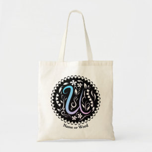 Alphabet U Monogram Handwritting Tote Bag