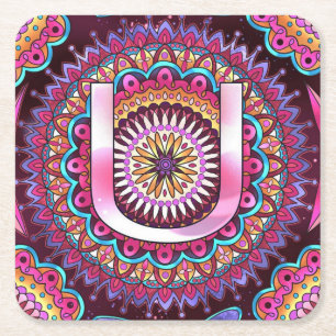 Alphabet U Square Paper Coaster