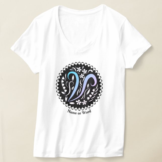 Alphabet V Monogram Handwritting T-Shirt (Laydown)