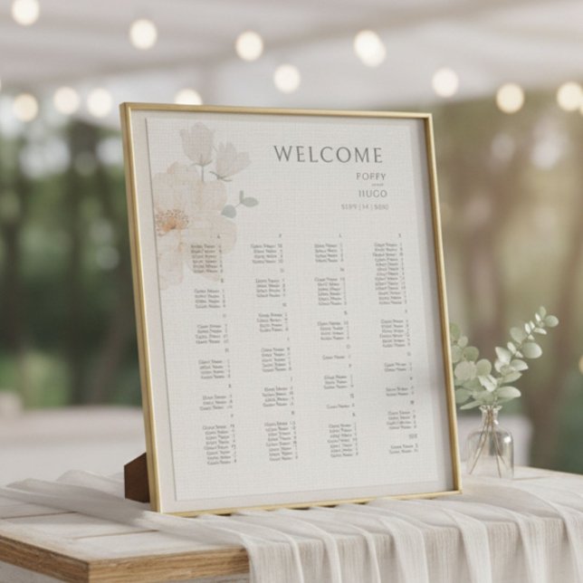 Alphabet Watercolor Floral Wedding Seating Chart (Creator Uploaded)
