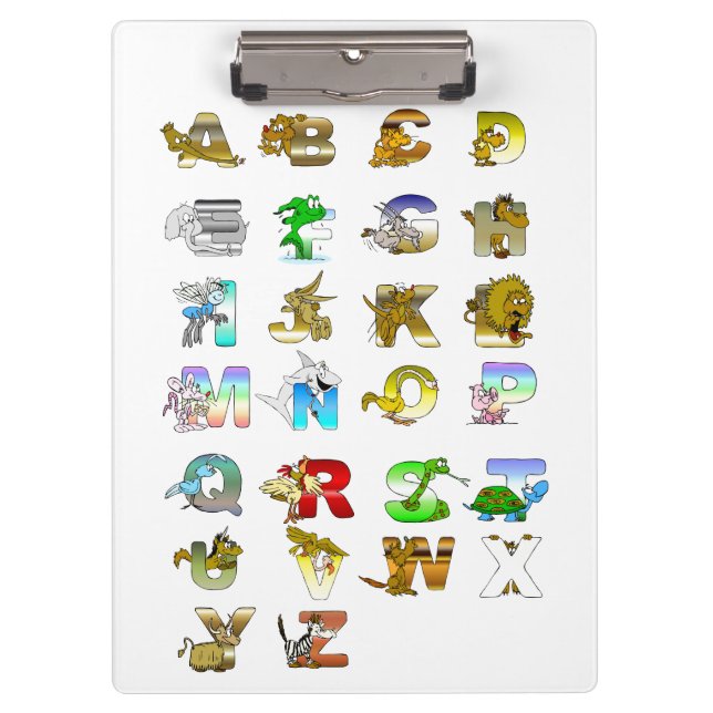 Alphabet with animal pictures and letters clipboard (Front)