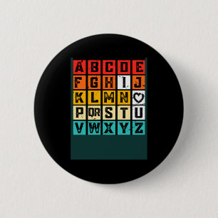 Alphabetic Abcd Love You Valentines Day Red Heart 6 Cm Round Badge