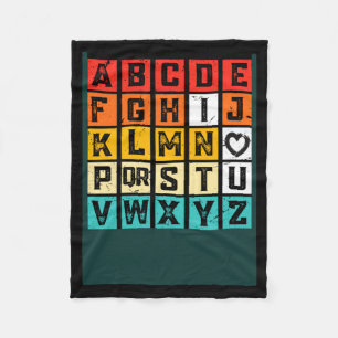 Alphabetic Abcd Love You Valentines Day Red Heart  Fleece Blanket