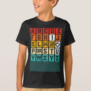Alphabetic Abcd Love You Valentines Day Red Heart  T-Shirt