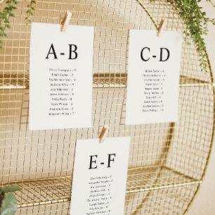 Alphabetical Cream Wedding Seating Chart Card