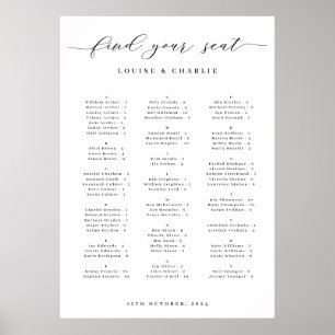 Alphabetical Elegant Wedding Seating Chart
