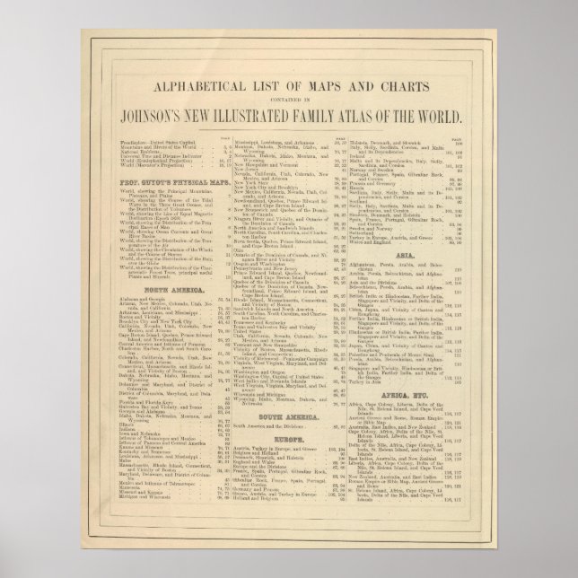 Alphabetical List of Maps and Charts (Front)