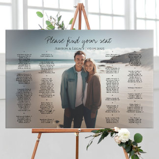 Alphabetical modern photo wedding seating poster