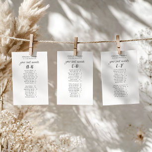 Alphabetical Modern Wedding Guest Seating List