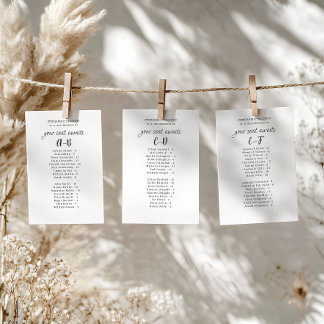 Alphabetical Modern Wedding Guest Seating List