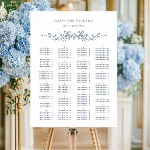Alphabetical Order Blue Wedding Seating Chart