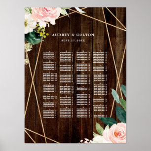 ALPHABETICAL Order Geometric Floral Seating Chart