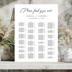 Alphabetical Order Simple Wedding Seating Chart 