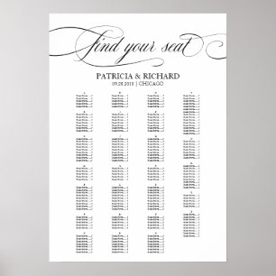 Alphabetical Seating Chart Elegant Black Script