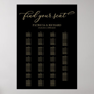 Alphabetical Seating Chart Elegant Gold Black