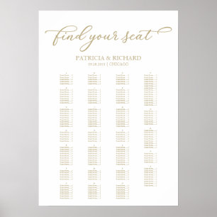 Alphabetical Seating Chart Elegant Gold Script