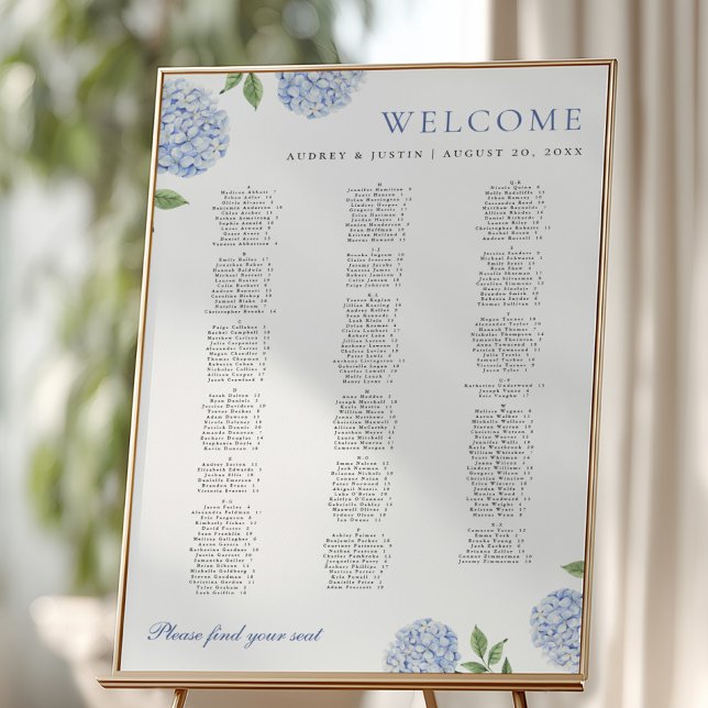 Alphabetical Seating Chart, Hydrangea, XL Poster (Creator Uploaded)