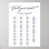 Alphabetical Seating Chart Navy Blue Script