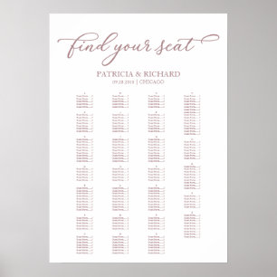 Alphabetical Seating Chart Rose Gold Script