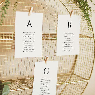 Alphabetical Wedding Cream Seating Chart Card