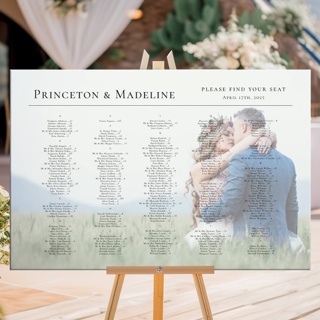 Alphabetical wedding photo seating chart, modern poster (Creator Uploaded)