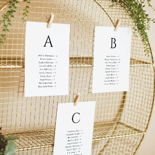 Alphabetical Wedding Seating Chart Card