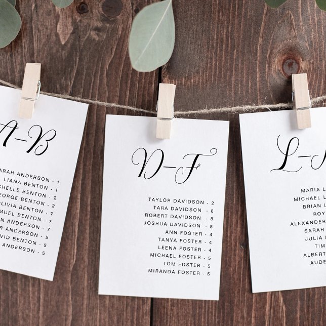 Alphabetical Wedding Seating Chart Card (Creator Uploaded)