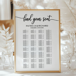 Alphabetical Wedding Seating Chart Elegant