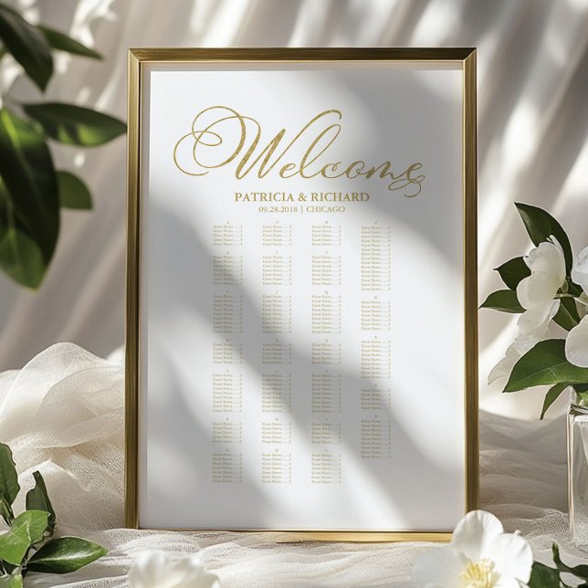Alphabetical Wedding Seating Chart Gold Foil (Creator Uploaded)