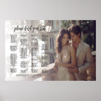 Alphabetical wedding seating chart with photo