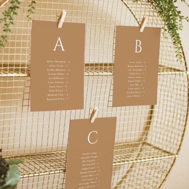 Alphabetical Wedding Terracotta Seating Chart Card (Creator Uploaded)