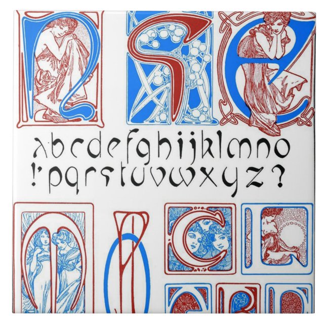 Alphabets of Art Nouveau Style, Mucha Tile (Front)