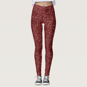 Alphabets Pattern 01 BW.b DRed BG Leggings