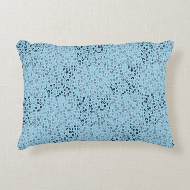Alphabets Pattern 01 BW.w Lblue BG Decorative Cushion (Front)