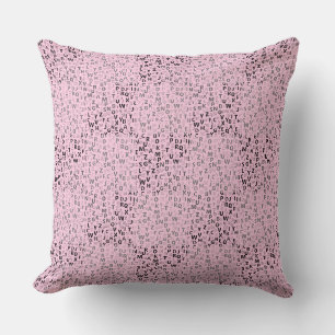 Alphabets Pattern 01 BW.w LPink BG Cushion