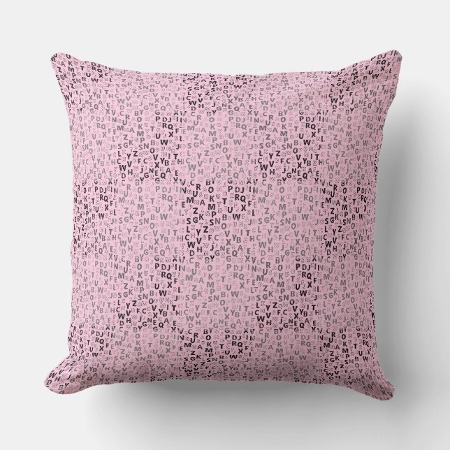 Alphabets Pattern 01 BW.w LPink BG Cushion (Front)