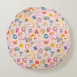 Alphabets round cushion