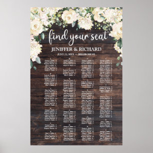 Alphabetycal rustic wood greenery seating chart
