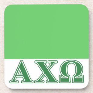 Alphi Chi Omega Green Letters Coaster