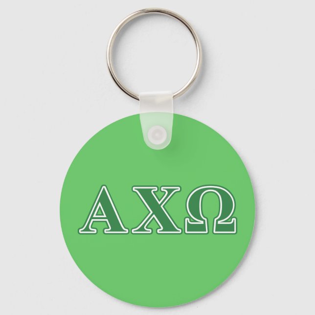 Alphi Chi Omega Green Letters Key Ring (Front)