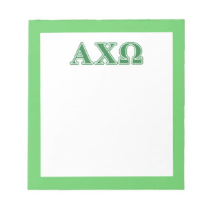 Alphi Chi Omega Green Letters Notepad