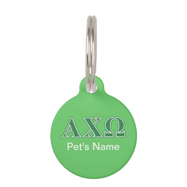 Alphi Chi Omega Green Letters Pet Tag (Back)