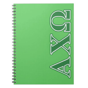 Alphi Chi Omega Green Letters Spiral Notebook