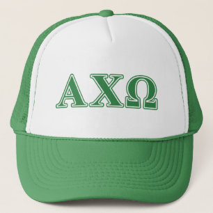 Alphi Chi Omega Green Letters Trucker Hat
