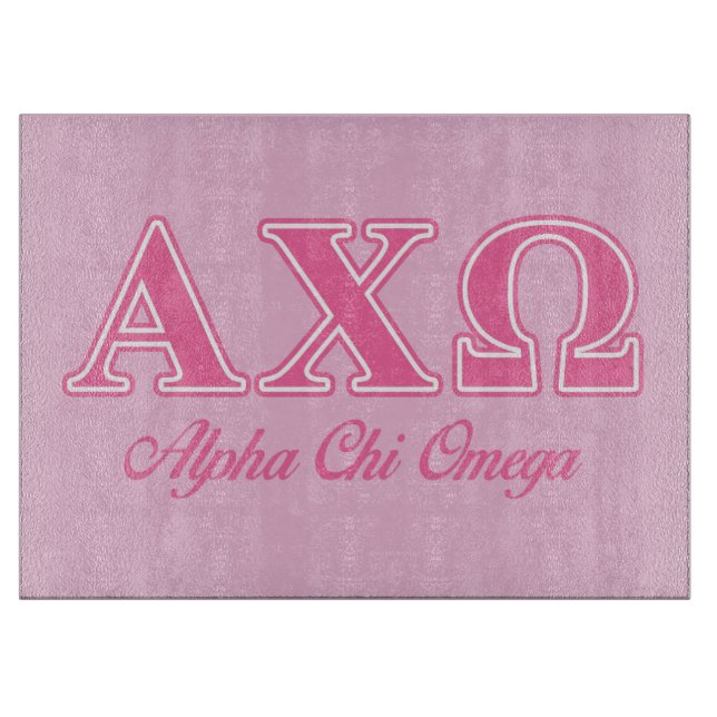 Alphi Chi Omega Pink Letters Cutting Board (Front)