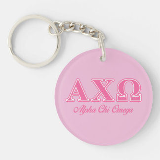 Alphi Chi Omega Pink Letters Key Ring