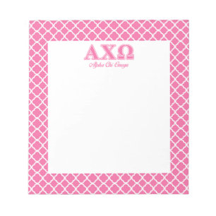 Alphi Chi Omega Pink Letters Notepad