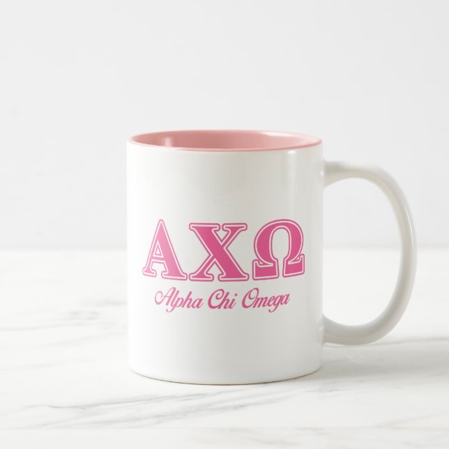 Alphi Chi Omega Pink Letters Two-Tone Coffee Mug (Right)